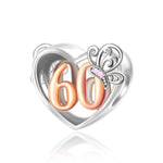 60th Birthday Butterfly Heart Charm