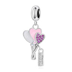 Heart-Shaped Balloon Trio Birthday Dangle Charm