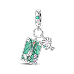 Ace of Wands Tarot & Flower Dangle Charm