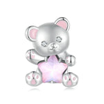 Adorable Teddy Bear with Pink Star Crystal Charm
