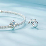 Airplane & Blue Star Crystal Charm