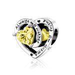 Always My Mother, Forever My Friend Birthstone Heart Charm