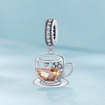 Amber Coffee Cup & Saucer Dangle Charm