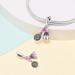 Badminton Racket & Birdie Dangle Charm