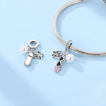 Ballet Slipper, Pearl & Butterfly Triple Dangle Charm