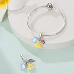 Belle with Yellow Dress, Rose, & Teapot Dangle Charm