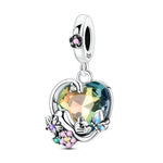 Blooming Heart with Butterfly, Flowers & Cat Dangle Charm