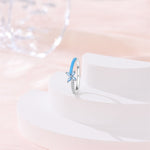 Blue Enamel & Sparkling Flower Ring