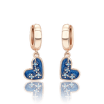 Blue Heart Drop Earrings with Sparkling Crystal Accents