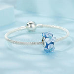 Blue Murano Glass with Raised Floral Accents Charm