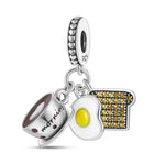 Breakfast Morning Coffee Fried Egg Toast Dangle Charm