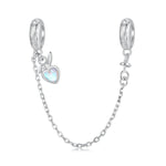 Bunny & Heart Dangle Safety Chain Charm