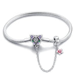 Butterfly Charm Bracelet with Crystal Accents and Flower Dangle