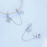 Celestial Star & Airplane with Blue Zircon Accents Safety Chain Charm