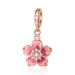 Pink Cherry Blossom Sparkle Dangle Charm