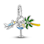 Cocktail, Plane & Palm Tree Summer Dangle Charm