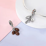 Coffee Bean Charm with Sparkling Crystals