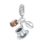 Coffee Cup & Coffee Bean Dangle Charm