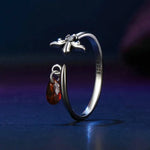 Crimson Teardrop, Sterling Silver Fleur-de-Lis Ring