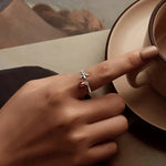 Crimson Teardrop, Sterling Silver Fleur-de-Lis Ring