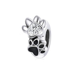 Crystal Heart & Paw Print Charm