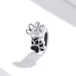 Crystal Heart & Paw Print Charm