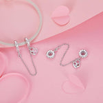 Delicate Pink Crystal Heart Safety Chain Charm