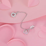 Delicate Pink Crystal Heart Safety Chain Charm