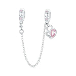 Delicate Pink Crystal Heart Safety Chain Charm