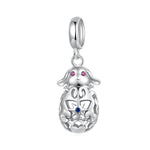 Easter Bunny with Floral Egg Dangle Charm