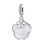 Elegant Mother of Pearl Clover & Flower Dangle Charm