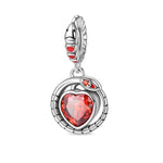 Fiery Heart with Snake Encircle Dangle Charm