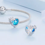 Floral Heart Crystal Birthstone Charms