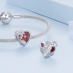 Floral Heart Crystal Birthstone Charms