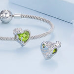 Floral Heart Crystal Birthstone Charms