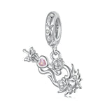 Flower Violin Pink Heart Charm