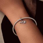 Flower Violin Pink Heart Charm