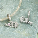 Flower Violin Pink Heart Charm