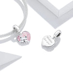 French Bulldog Love Pink Heart Dangle Charm