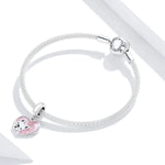 French Bulldog Love Pink Heart Dangle Charm