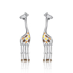 Giraffe Drop Earrings with Enamel Details