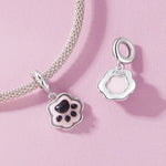 Glow in the Dark Pink Paw Print Dangle Charm