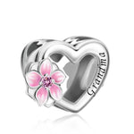 Grandma Heart Cherry Blossom Charm