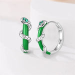 Green Enamel Snake Hoop Earrings