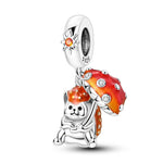 Hedgehog with Red Mushroom Umbrella Dangle Charm