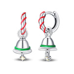 Holiday Bell & Candy Cane Hoop Earrings