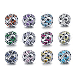 Infinite Love Zircon Heart Birthstone Charms