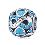 Infinite Love Zircon Heart Birthstone Charms