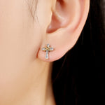 Infinity Cross Studs with Gold Accents