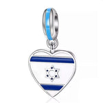 Israel Heart Flag Jewish Dangle Charm